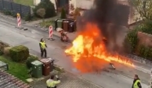 Feuerchen beim Strassenbau
