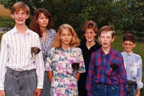 Familienfotos mit dem Haustier