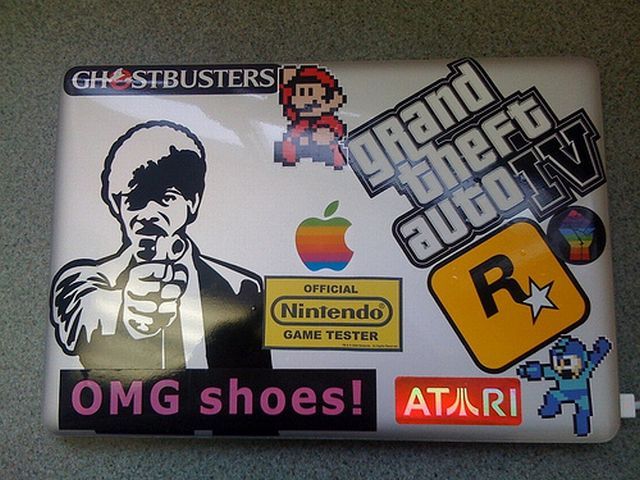 Beklebte Laptops