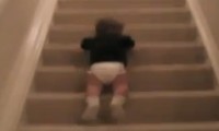 Baby rutscht Treppe herunter