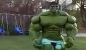 Hulk spaziert durch den Garten